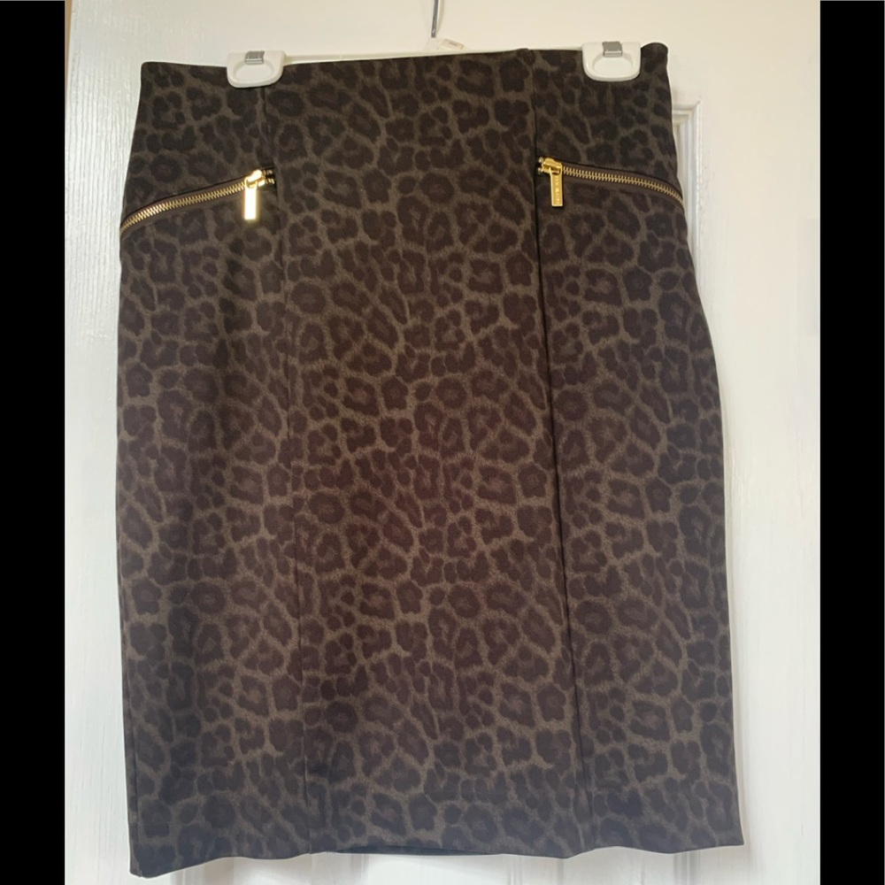 Michael Kors animal print pencil skirt, 2 gold side NWOT